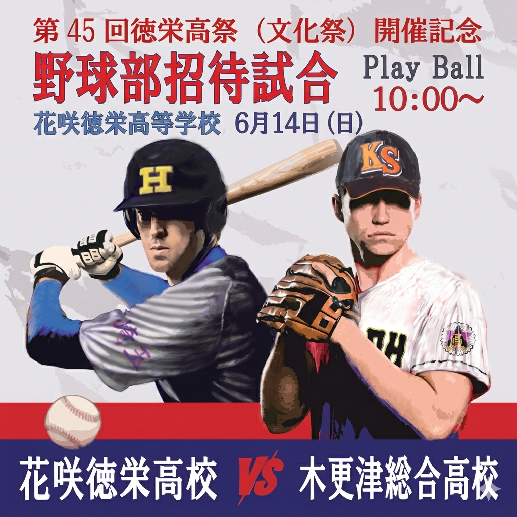第４５回徳栄高祭（文化祭）硬式野球部招待試合のお知らせ